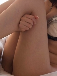Aya Kisaki strips to her lingerie and gives this horny Japanese dude a footjob