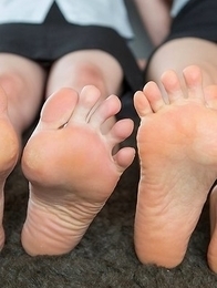 Mai Araki and Yui Kawagoe show off their feet and give a guy a great footjob