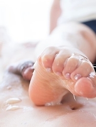 Yuka Shirayuki using her soft and big soles to make him explode all over them