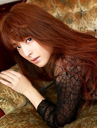 Rika Kawamura shows cunt in spider lace crotchless outfit