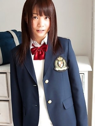 Mana doll in school uniform is naughty and happy after hour