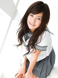 Natsuki Takahashi plays and takes skirt off to show behind