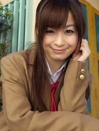 Hikari Yamaguchi in uniform and coat wants to share choco